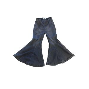 Women 27 We The Free People Rinse Washed Black Denim Stretch Pull On Flare Jeans